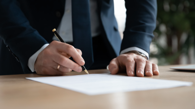 homme signant un document